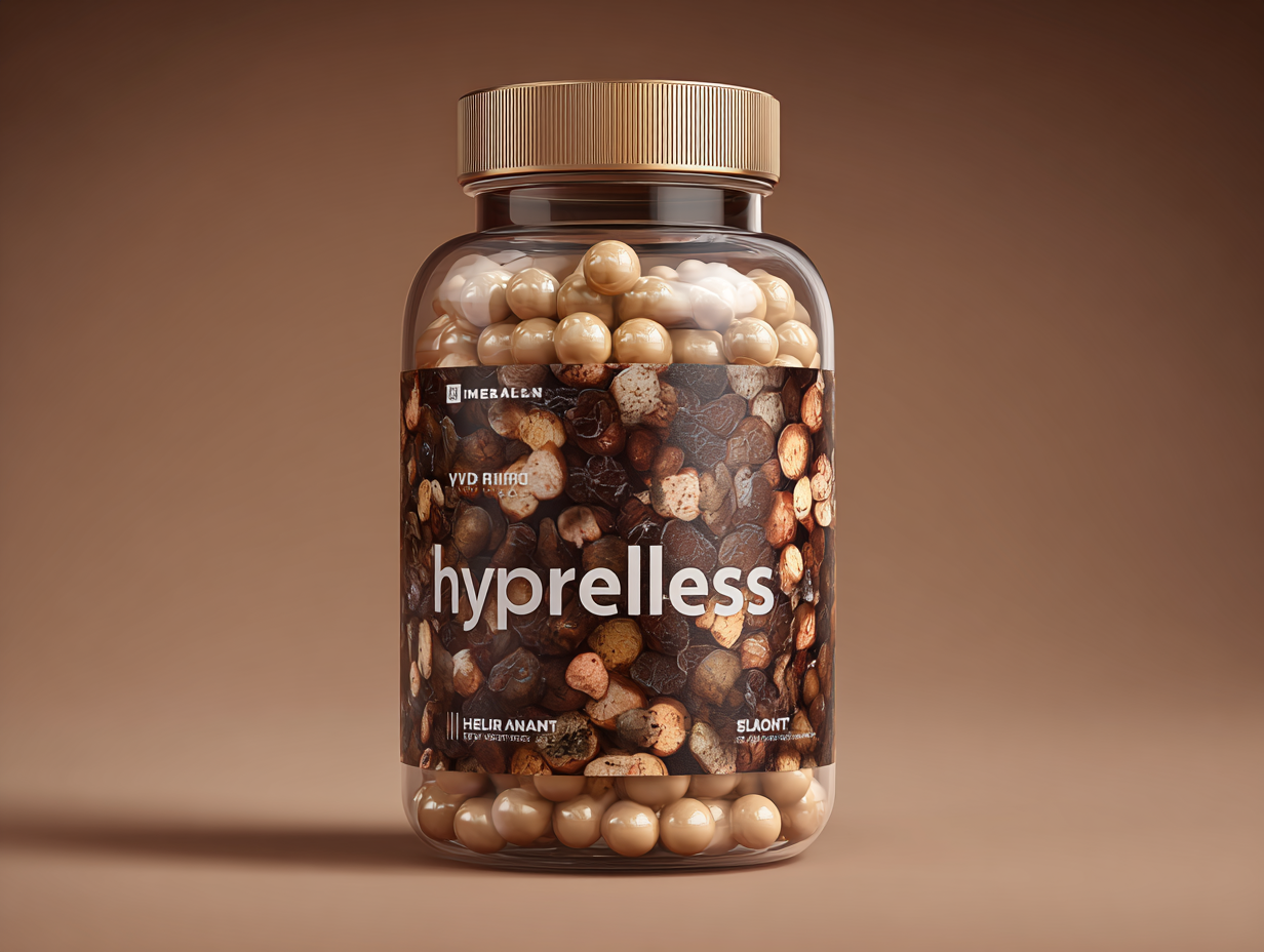 Hyprelless - supliment natural în capsule pentru susținerea tensiunii arteriale normale, ambalaj elegant pe fundal neutru